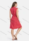 Wholesale Women's Casual Polka Dot V Neck Button Down Ruffle Hem Knee Length Sleeveless Shirt Dress With Belt - Liuhuamall