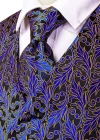 Wholesale Men's Formal Floral Print Silky Waistcoat With Necktie & Kerchief & Cufflinks 4-piece Set - Liuhuamall