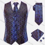Wholesale Men's Formal Floral Print Silky Waistcoat With Necktie & Kerchief & Cufflinks 4-piece Set preview