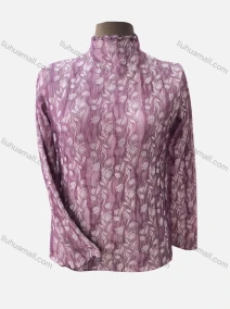 Wholesale Women's Causal Mock Neck Long Sleeve Button Decor Plain Blouse, LIUHUA CLOTHING WHOLESALE