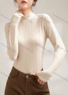 Wholesale Women's Casual Letter Print Mock Neck Long Sleeve Top 039# - Liuhuamall