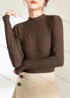 Wholesale Women's Casual Letter Print Mock Neck Long Sleeve Top 039# - Liuhuamall