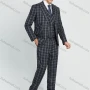 Wholesale Men's Business Lapel One Button Plaid Print Suit Jacket With Waistcoat 3 Piece Set preview