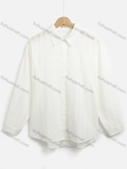 Wholesale Women's Elegant 100%Cotton Plain Long Sleeve Button Down Shirts 1902#