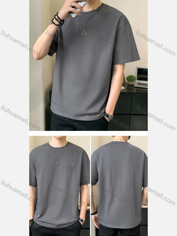 Wholesale Men's Casual Plain Round Neck Short Sleeve T-Shirt