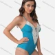 Wholesale Women's Sexy Deep V Neck Lace Trim Cross Back One Piece Swimsuit Sky Blue Clothing Wholesale Market Liuhua