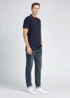 Wholesale Men's Cotton Casual Plain Striped Trim Short Sleeve Polo Shirt - Liuhuamall