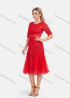 Wholesale Women's Elegant High Waist Embroidery Lace Hem Pleated Knee Length Dress - Liuhuamall