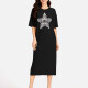 Women's Casual Star Short Sleeve Crew Neck Split Side Dress EG-3486# 79# Clothing Wholesale Market -LIUHUA