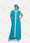 Wholesale Women's African Short Sleeve Plus Size Gold Thread Embroidery Maxi Kaftan Dress With Turban XH-409# - Liuhuamall