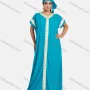 Wholesale Women's African Short Sleeve Plus Size Gold Thread Embroidery Maxi Kaftan Dress With Turban XH-409# preview