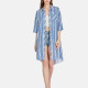 Women's Casual Collared Button Down Striped Shirt Dress BLY1122# Blue Clothing Wholesale Market -LIUHUA