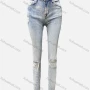 Wholesale Women's Casual Plain Distressed Pockets Ripped Frayed Raw Hem Skinny Jeans 4206# preview