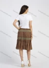 Wholesale Women's Chiffon Embroidery Lace Layered Ruched Knee Length Skirt - Liuhuamall