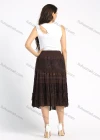 Wholesale Women's Chiffon Embroidery Lace Layered Ruched Midi Skirt - Liuhuamall