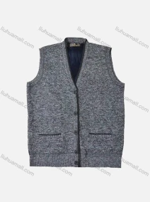 Wholesale Men's Casual Sleeveless Button Closure Chunky Knit Sweater Vests, LIUHUA CLOTHING WHOLESALE