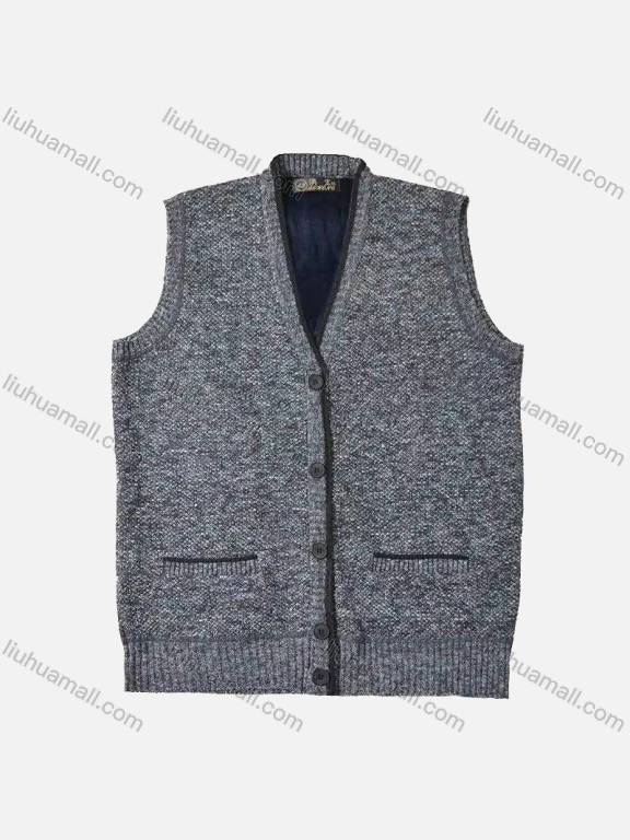 Wholesale Men's Casual Sleeveless Button Closure Chunky Knit Sweater Vests