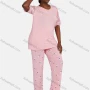 Wholesale Women's Casual Lounge Floral Short Sleeve Lace Trim Plain T-shirt & Pant Pajamas Sets preview