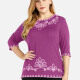 Women's Casual Round Neck 3/4 Sleeve Rhinestone Top 6# Clothing Wholesale Market -LIUHUA