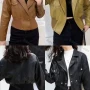 Wholesale Women's Casual Lapel Long Sleeve Snap Button Leather Jacket preview