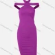 Wholesale Women's Sexy Halter Cross Straps Plain Bodycon Dress 67# Clothing Wholesale Market Liuhua