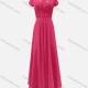 Wholesale Women's Glamorous Plain Bateau Neck Short Sleeve Appliques Lace Pearl Decor Bridesmaid Dress XF-A200# Hot Pink Clothing Wholesale Market Liuhua