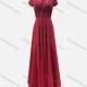 Wholesale Women's Glamorous Plain Bateau Neck Short Sleeve Appliques Lace Pearl Decor Bridesmaid Dress XF-A200# Wine Clothing Wholesale Market Liuhua