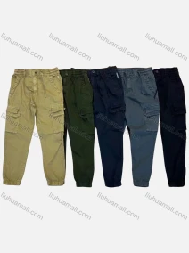Wholesale Men's Casual Plain Flap Pockets Drawstring Cargo Pant AK7375#, LIUHUA CLOTHING WHOLESALE
