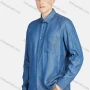 Wholesale Men's Casual Slim Fit Long Sleeve Patch Pocket Button Down Plain Shirt T024-2# preview