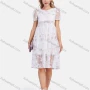 Wholesale Women's Casual Puff Sleeve Mesh Sheer High Waist Floral Embroidery Knee Length Dress preview