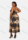Wholesale Women's Off Shoulder High Waist Baroque Print Maxi Tube Dress 28203A# - Liuhuamall