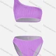 Wholesale Women's Sexy Plain One Shoulder Ribbed High Waist Swimsuit 2-piece Set Blue Clothing Wholesale Market Liuhua