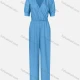 Wholesale Women's Solid Shirred Waist Wide Leg Deep V-Neck Wrap Jumpsuit 14# Clothing Wholesale Market Liuhua