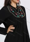 Wholesale Women's Notch Neck Long Sleeve Embroidery Knee Length Dress - Liuhuamall