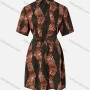 Wholesale Women's Fashion Collared Leopard Floral Splicing Print Short Sleeve Button Down Lace Up Shirt Dress preview