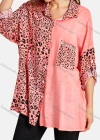 Wholesale Women's Casual Shirt Collar Long Sleeve Fake Pocket Button Front Leopard Print Tunic - Liuhuamall