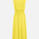 Women's Casual Cap Sleeve Elastic Waist Plain Shirred Pleated Midi Dress LS3002# 208# Clothing Wholesale Market -LIUHUA