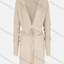 Wholesale Women's Casual Double Pocket Cable Knit Drawstring Plain Long Hooded Cardigan preview
