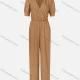 Wholesale Women's Solid Shirred Waist Wide Leg Deep V-Neck Wrap Jumpsuit 28# Clothing Wholesale Market Liuhua