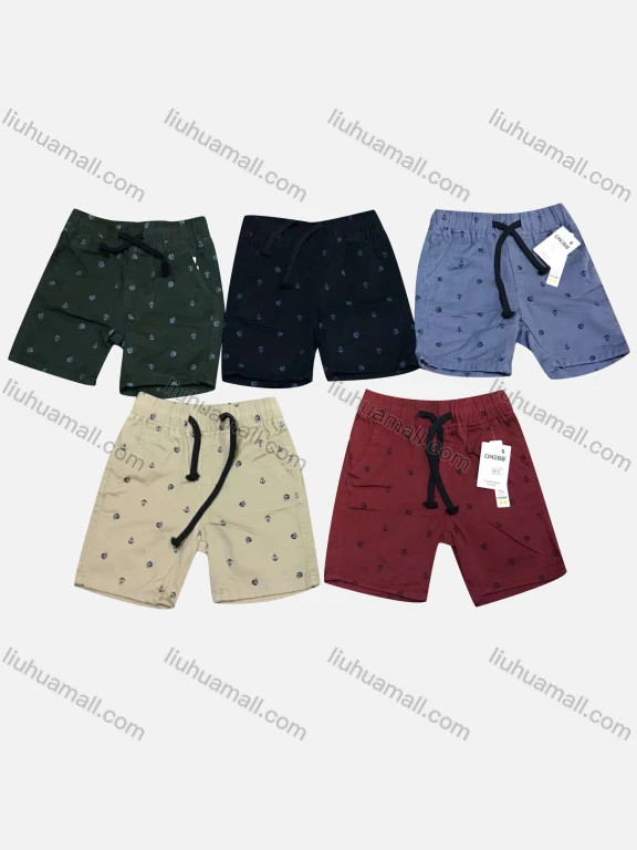 Wholesale Boys Casual Allover Print Elastic Waist Drawstring Shorts