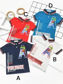Wholesale Boys Casual Short Sleeve Embroidery Letter Graphic Button Front Polo Shirts, LIUHUA CLOTHING WHOLESALE