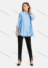 Wholesale Woman's Casual Shirt Collar Long Sleeve Floral Eyelet Embroidered Button Front Plain Tunic - Liuhuamall