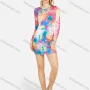 Wholesale Women's Ink Splash Round Neck Long Sleeve Pullover Bodycon Pencil Mini Dress preview