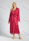 Wholesale Women's Trumpet Sleeve Belted Nightgown 2-Pieces Sleepwear Set - Liuhuamall
