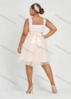 Wholesale Women's Elegant Sleeveless V Neck Tie Back Bowknot Mesh Cocktail Party Dress - Liuhuamall