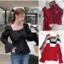 Wholesale Women's Casual Square Neck Bell Sleeve Peplum Blouse preview