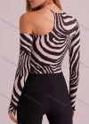 Wholesale Women's Fashion One Shoulder Allover Print Asymmetrical Crop Top Q21TP682# - Liuhuamall