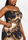 Wholesale Women's Off Shoulder High Waist Baroque Print Maxi Tube Dress 28203A# - Liuhuamall
