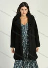 Wholesale Women's Waterfall Collar Button Front Long Fuzzy Teddy Coat - Liuhuamall