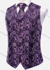 Wholesale Men's Formal Single Breasted Silky Waistcoat With Necktie & Kerchief & Cufflinks 4-piece Set - Liuhuamall